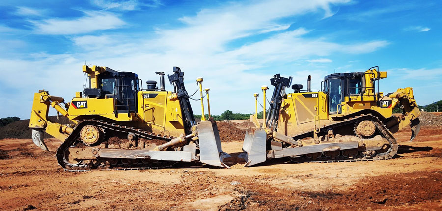 Petillo Inc. work site - dozer, excavator, and dump truck